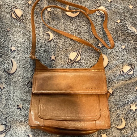 Fossil Leather Bag Brown Medium Crossbody Saddle Leather Purse Vintage - Picture 1 of 9